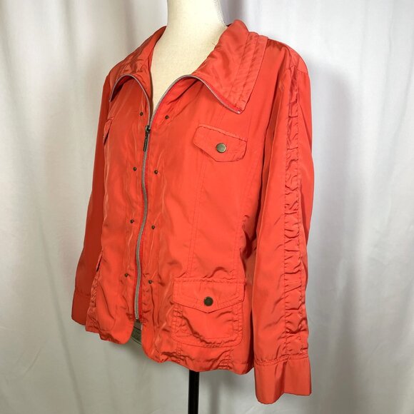 TanJay Petites Jacket Size 10P Orange Snap Pockets Lightweight Retro Style - Picture 1 of 16